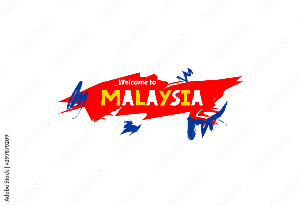Welcome to Malaysia. Name country template design for greeting card, banner, poster