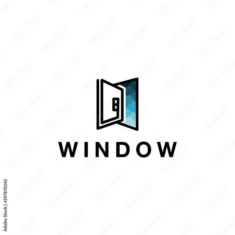 Abstract double door vector logo windows