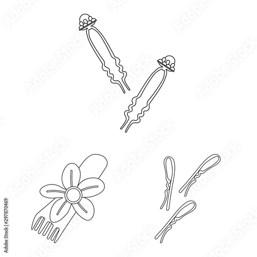 Isolated object of hairdressing and hairclip icon. Set of hairdressing and accessories vector icon for stock.
