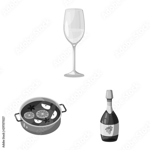 Vector design of stamp and restaurant symbol. Set of stamp and vineyard stock vector illustration.