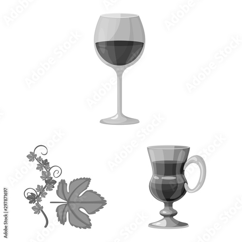 Vector design of stamp and restaurant sign. Set of stamp and vineyard stock symbol for web.