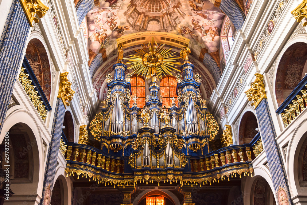 Organ in Basilica of the Visitation of the Virgin Mary in Święta Lipka (Holy Lime). Warmian-Masurian voivodeship, Poland.