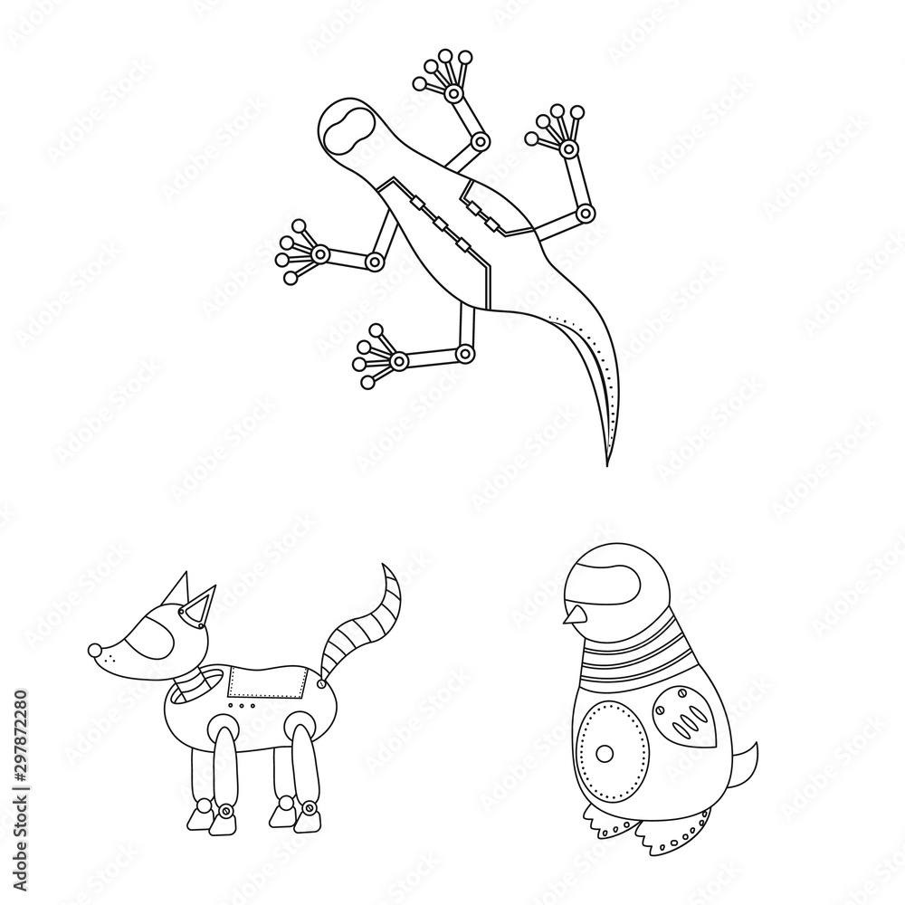 Obraz premium Vector design of toy and automation sign. Set of toy and science vector icon for stock.