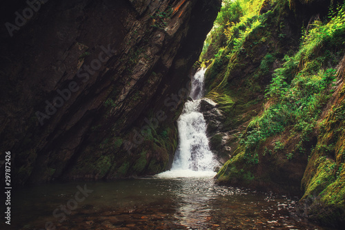 Estyube Waterfall at Lake Teletskoye in the Altai Mountains