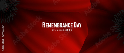 November 11, Remembrance day, A poppy flower design Billboard, Poster, Social Media template vector Illustration