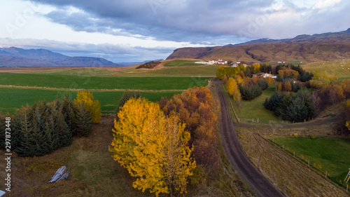 autumn landscape with road in iceland