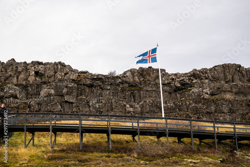 iceland flag in pingvellir national park