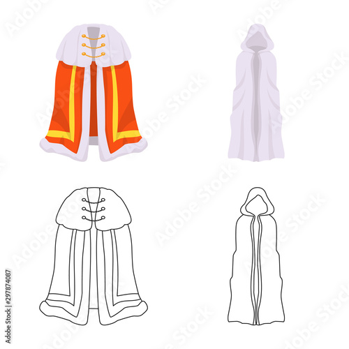 Vector illustration of material and clothing symbol. Collection of material and garment vector icon for stock.
