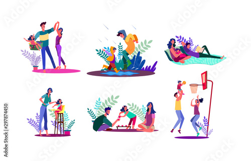 Family spending time together set