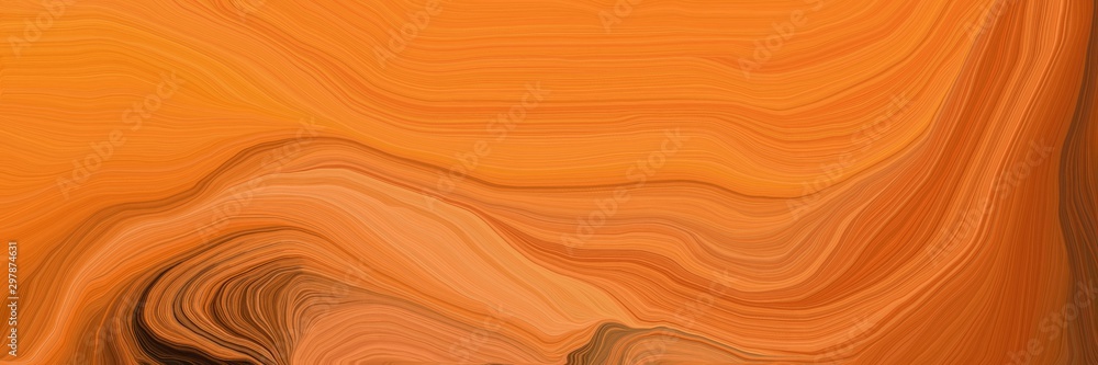 orange wave lines from top left to bottom right. background illustration with bronze, saddle brown and dark red colors - obrazy, fototapety, plakaty 