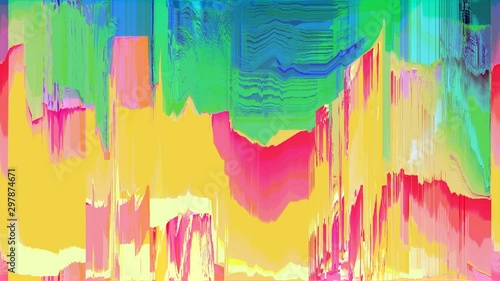GLITCH art animation, colorful pixels motions, pixelated shapes, seamless loop