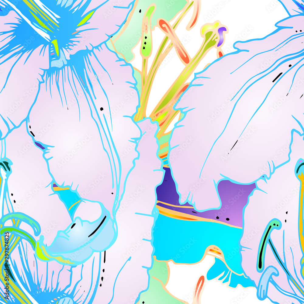 Fototapeta premium Pastel Floral Seamless Pattern. Delicate