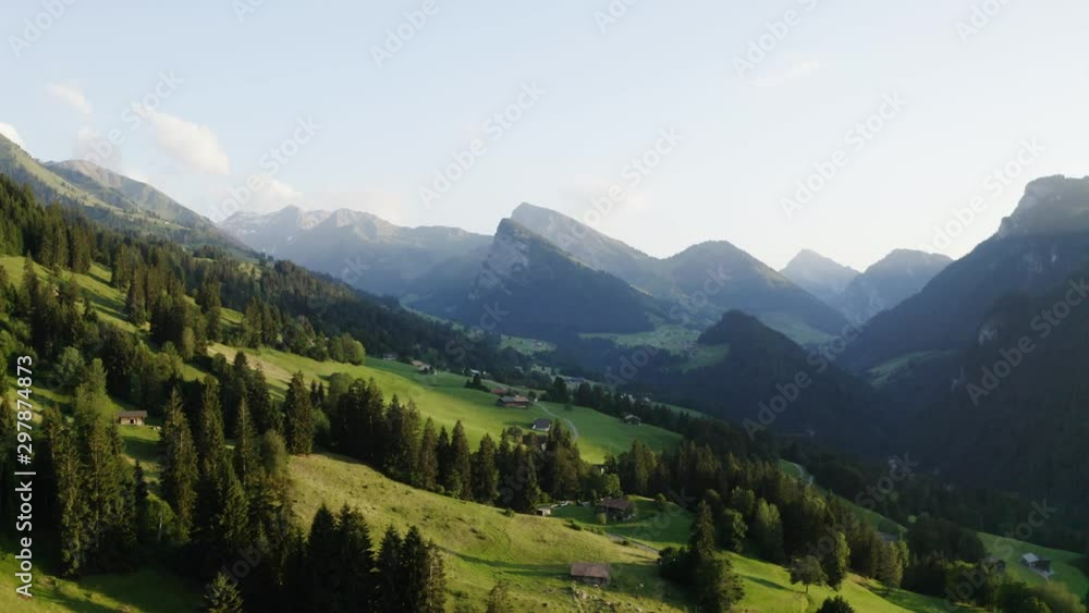 Summer time mountain nature panoramic landscape near Bern, Switzerland, Alps, Areal Footage Summer time mountain nature panoramic landscape near Bern, Switzerland, Alps, Areal Footage