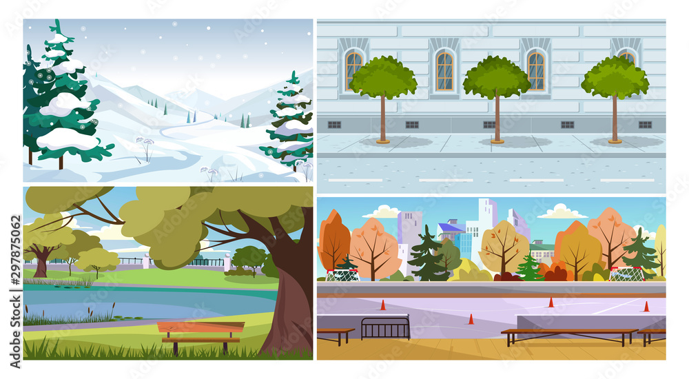 Weather and season vector illustration set