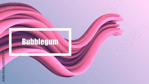 Pink curvy abstract element, rubber, chewing gum, futuristic modern background