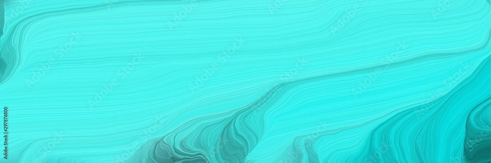Plakat curved lines background illustration with turquoise, dark turquoise and teal colors