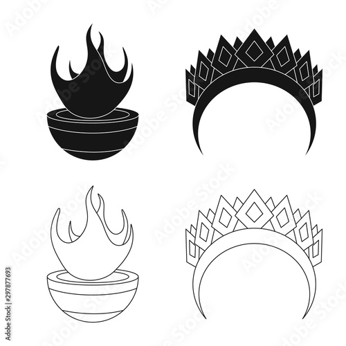 Isolated object of deity and antique icon. Collection of deity and myths stock symbol for web.