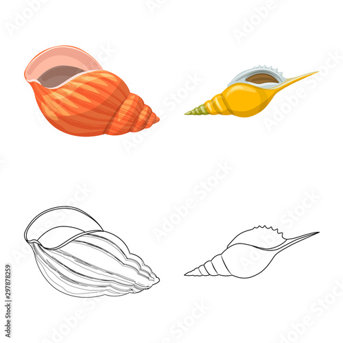 Vector design of animal and decoration symbol. Set of animal and ocean stock symbol for web.