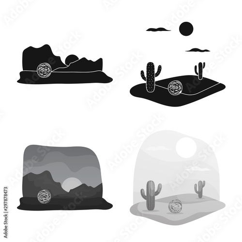 Isolated object of landscape and nature logo. Collection of landscape and environment stock symbol for web.
