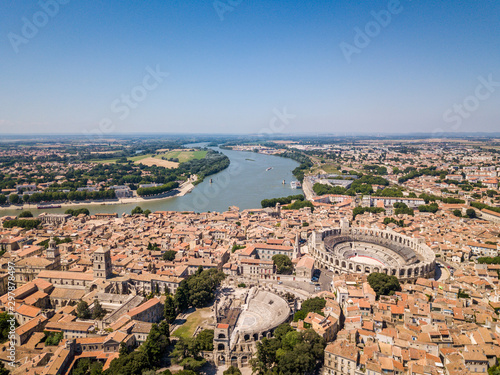 Fototapeta Aerial View of Arles Cityscapes, Provence, France