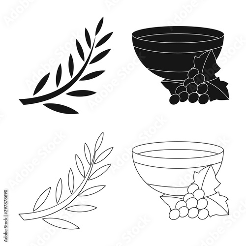 Vector design of deity and antique icon. Collection of deity and myths stock vector illustration.
