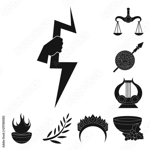 Vector design of religion and myths logo. Collection of religion and greek stock symbol for web.