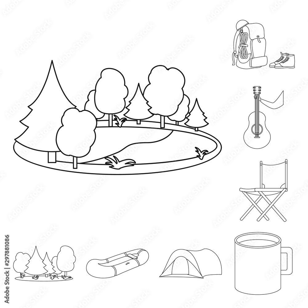Obraz premium Vector design of travel and nature icon. Collection of travel and park stock symbol for web.