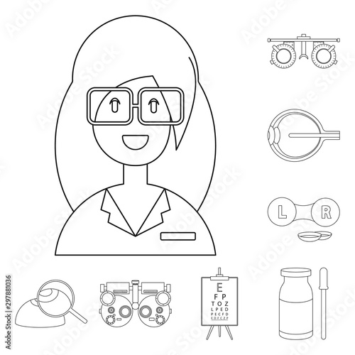 Vector design of medicine and technology icon. Collection of medicine and eyesight stock symbol for web.