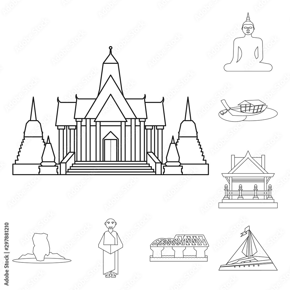 Vector design of landmark and culture icon. Set of landmark and tourism vector icon for stock.