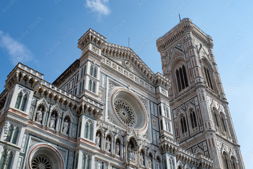 Florence's Santa Maria del Fiore, Giotto's tower and blue sky.