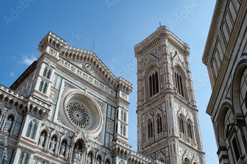 Florence's Santa Maria del Fiore, Giotto's tower, the Baptistery and blue sky.