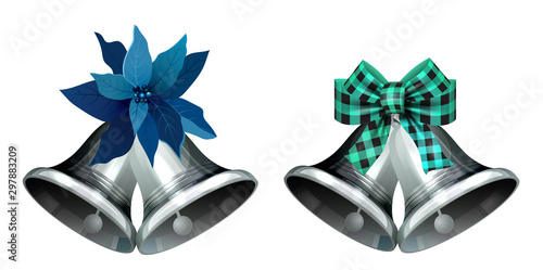 Realistic silver bell isolated on white