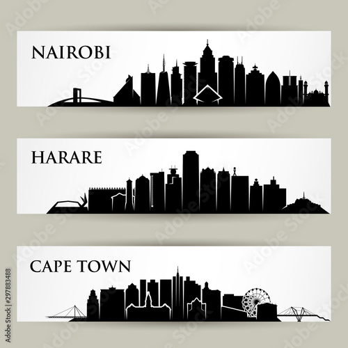 African cities skylines - vector illustration