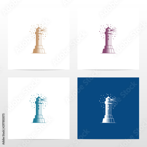 Lighthouse And Night Stars Logo Design
