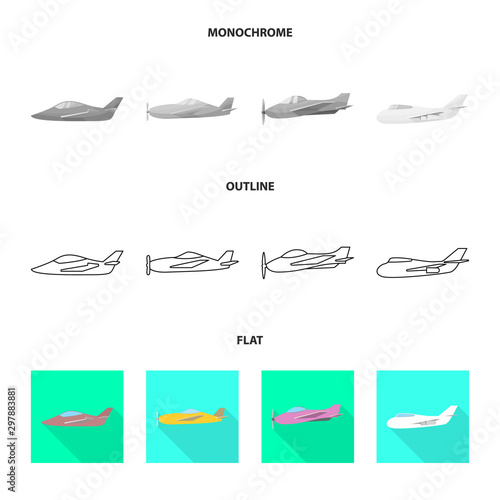Vector illustration of travel and airways logo. Collection of travel and navigation stock symbol for web.