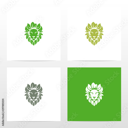 Lion With Leaves Mane Logo Design