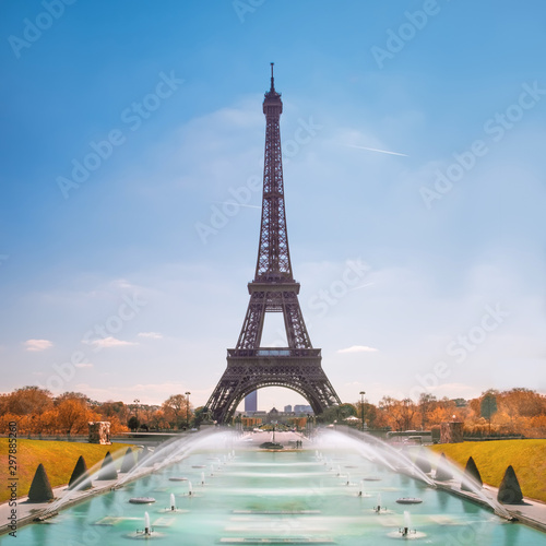Eiffel Tower and Trocadero fountains in Paris