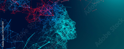 Artificial Intelligence concept.  Creative brain concept background. Vector science illustration.
