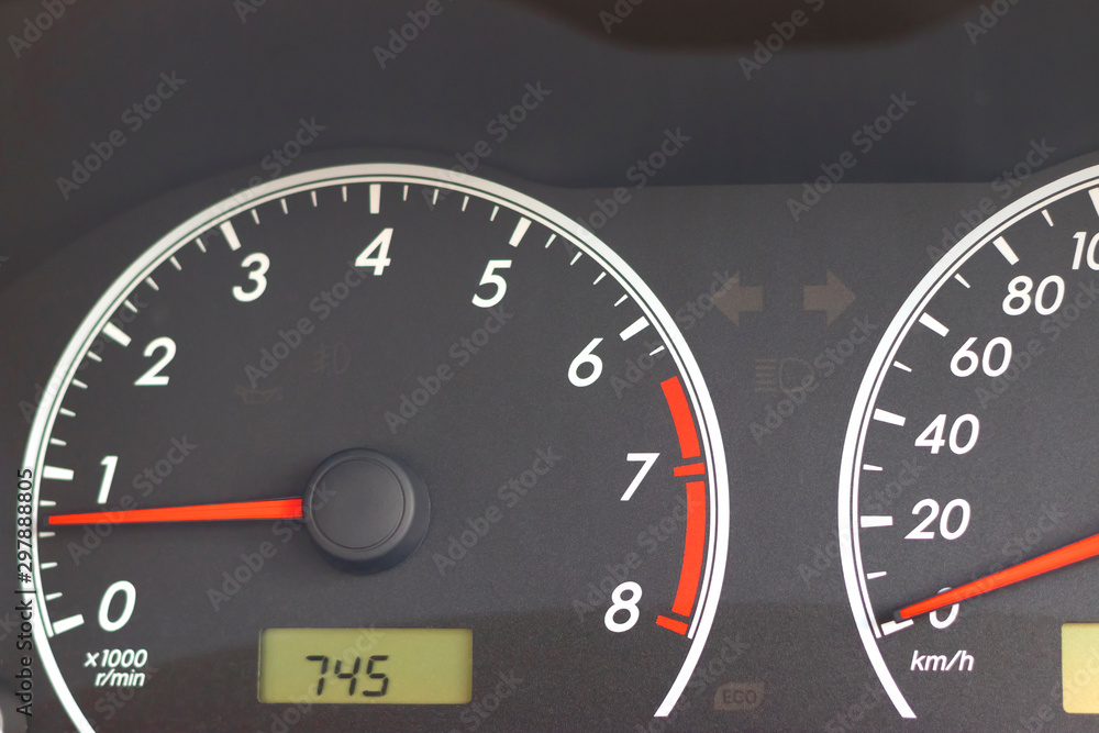 Fototapeta premium speedometer on black background