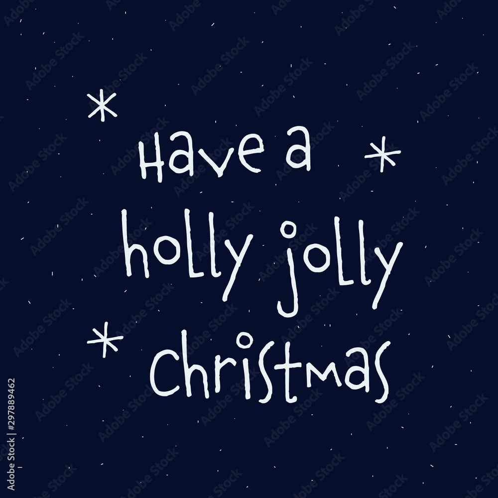 Christmas greeting lettering card white star night sky background