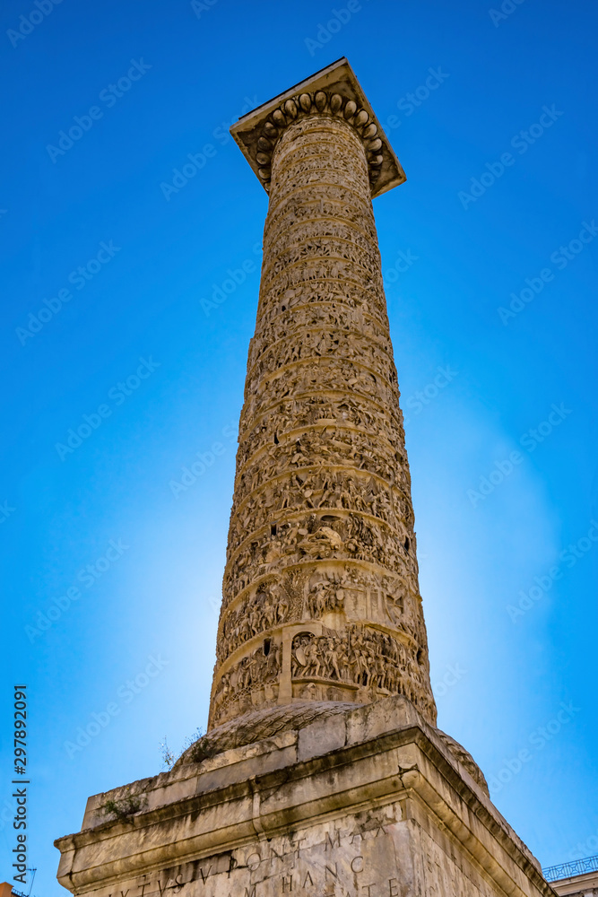 Ancient Marcus Aurelius  Column Rome Italy