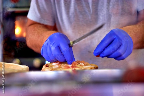 Chef making pizza