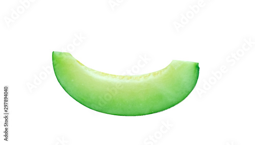 fresh slice melon or honeydew fruit isolated on white background with clipping path