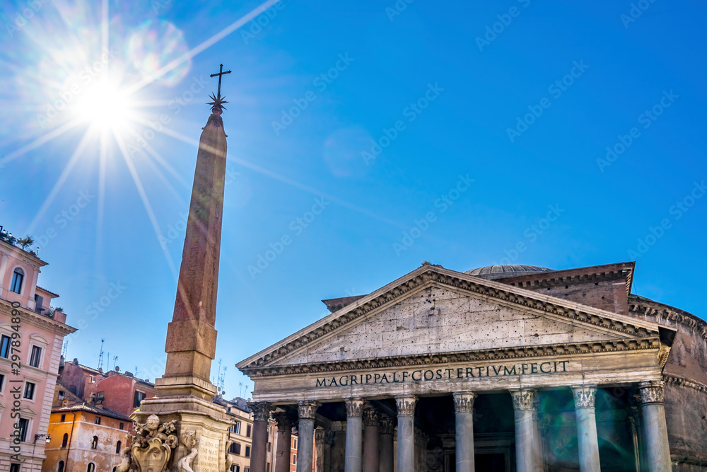 Roman Columns Pantheon Temple Sun Star Rome Italy