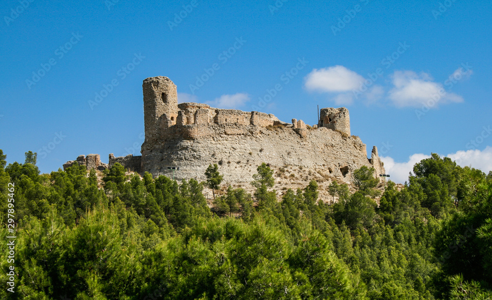 Calatayud Castle surrounded by veteran and with a beautiful blue sky with clouds Calatayud Castle surrounded by veteran and with a beautiful blue sky with clouds