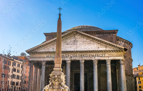 Obelisk Della Porta Fountain Pantheon Piazza Rome Italy