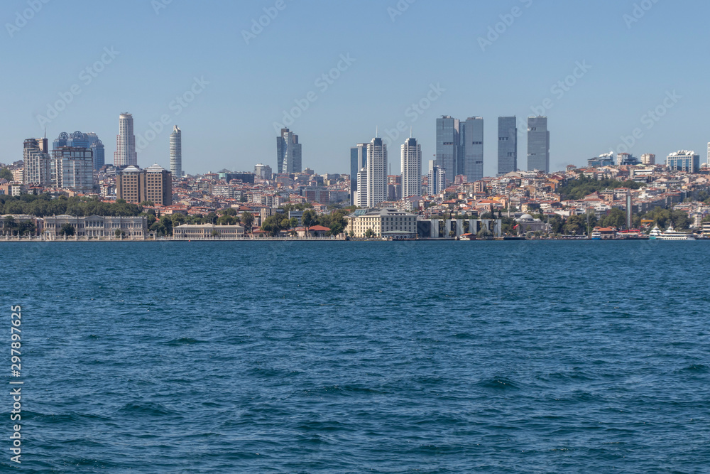 Panoramic view from Bosporus to city of Istanbul Panoramic view from Bosporus to city of Istanbul