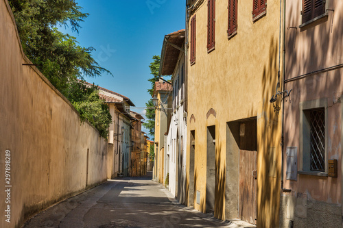 Montopoli in Val d Arno narrow street architecture. Tuscany  Italy.