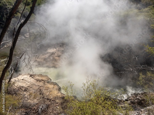 Hot smoke billowing out of a geo thermal valley