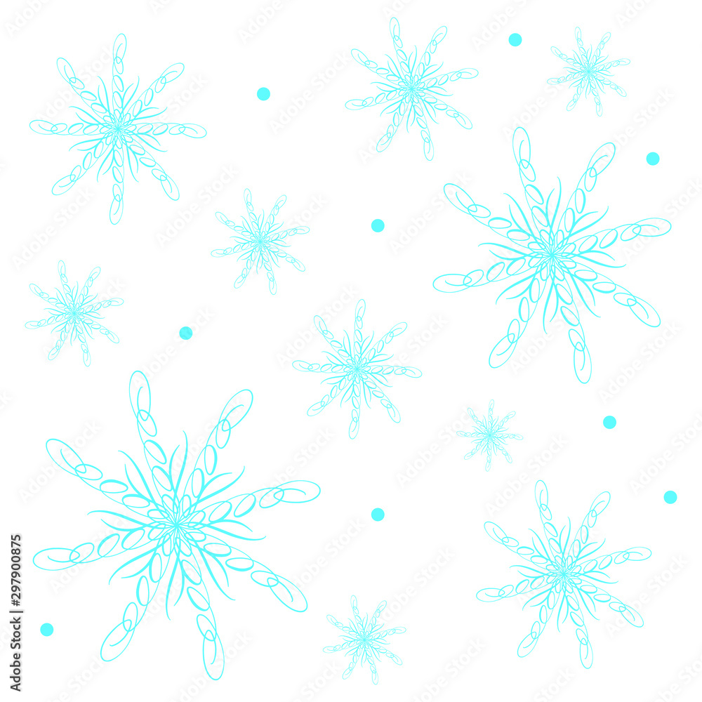 Fototapeta premium Snowflakes pattern. Winter printable vector for web background, fabric, banner. Abstract texture.